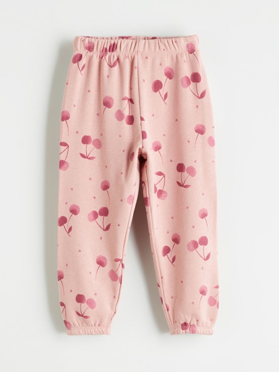 Beli Lastikli Kız Çocuk Jogger Eşofman Alt PEMBE BASKILI