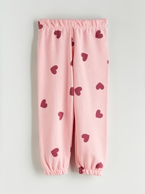 Beli Lastikli Kız Çocuk Jogger Eşofman Alt PEMBE BASKILI