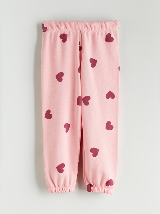 Beli Lastikli Kız Çocuk Jogger Eşofman Alt PEMBE BASKILI