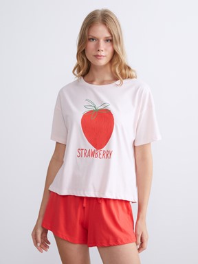 Şortlu Pijama Takımı AÇIK KIRMIZI