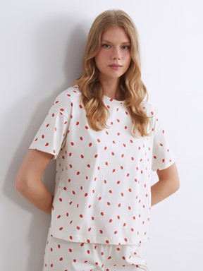 Kaprili Pijama Takımı EKRU BASKILI