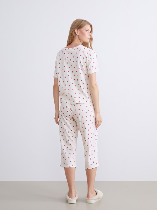 Kaprili Pijama Takımı EKRU BASKILI