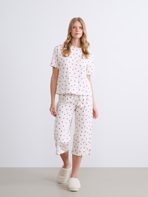 Kaprili Pijama Takımı EKRU BASKILI