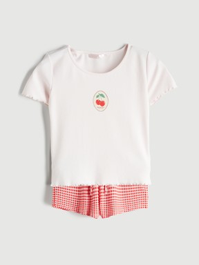 Şortlu Pijama Takımı KIRMIZI BASKILI