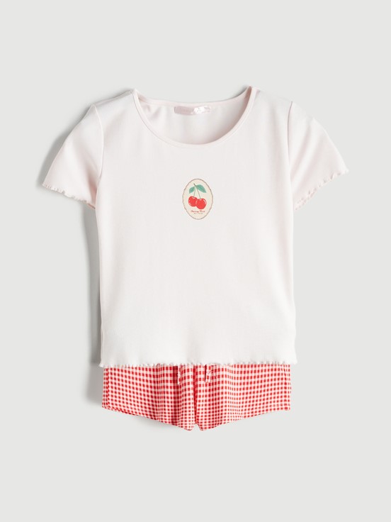Şortlu Pijama Takımı KIRMIZI BASKILI