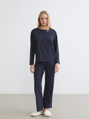 Pijama Takım LACİVERT BASKILI
