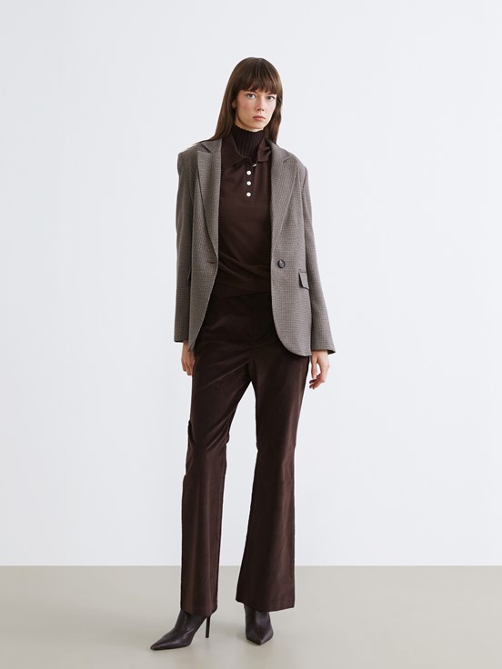 Blazer Ceket KAHVERENGİ EKOSELİ