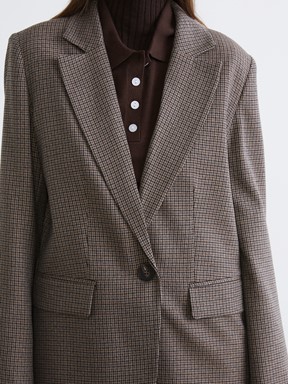 Blazer Ceket KAHVERENGİ EKOSELİ