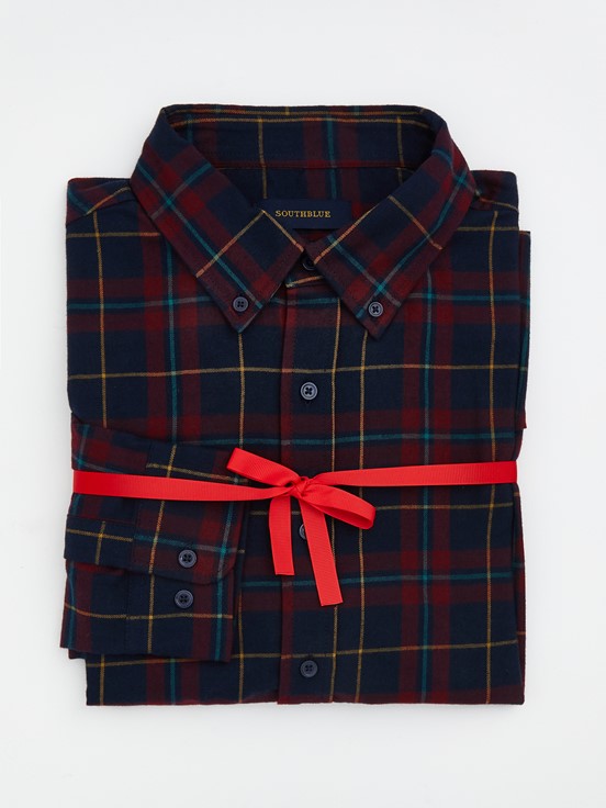 LCW CLASSIC Regular Fit Uzun Kollu Ekose Erkek Oduncu Gömlek BORDO EKOSELİ