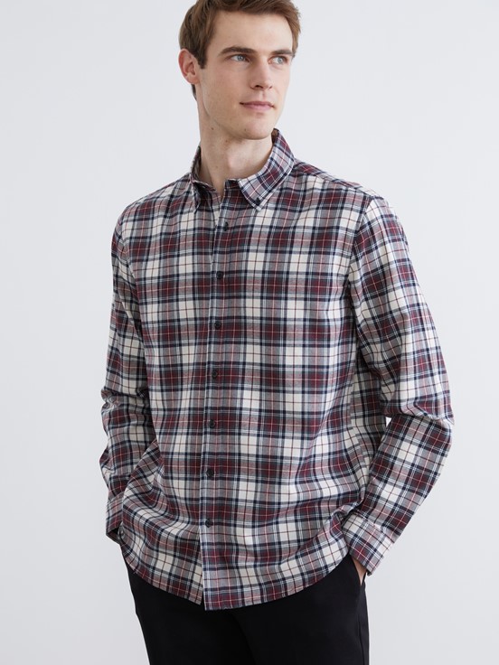 LCW CLASSIC Regular Fit Uzun Kollu Ekose Erkek Oduncu Gömlek BORDO EKOSELİ