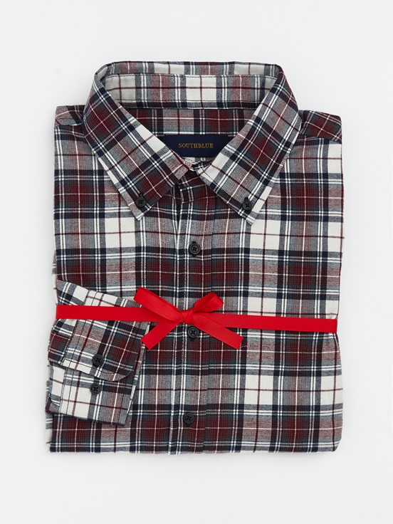 LCW CLASSIC Regular Fit Uzun Kollu Ekose Erkek Oduncu Gömlek BORDO EKOSELİ