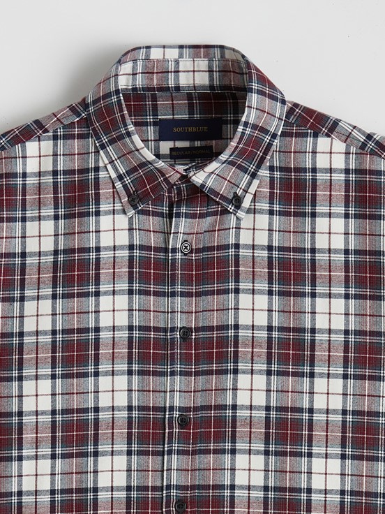 LCW CLASSIC Regular Fit Uzun Kollu Ekose Erkek Oduncu Gömlek BORDO EKOSELİ