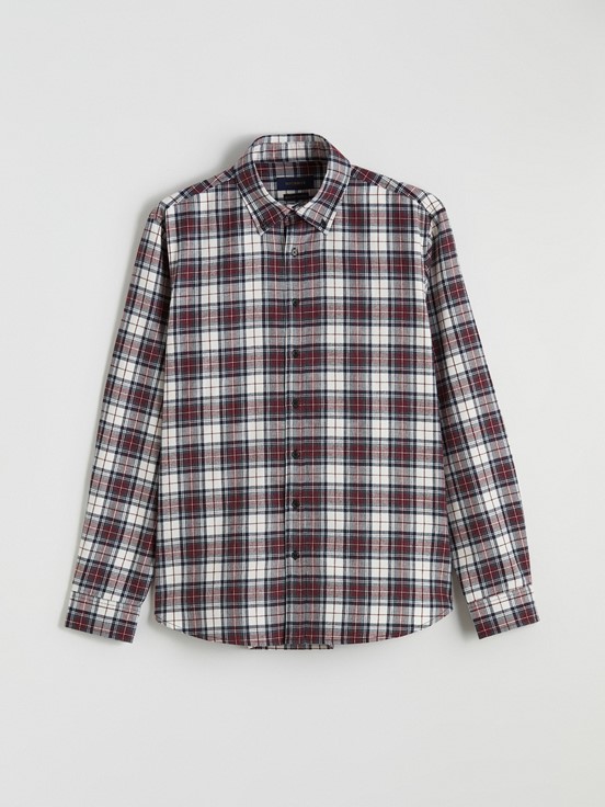 LCW CLASSIC Regular Fit Uzun Kollu Ekose Erkek Oduncu Gömlek BORDO EKOSELİ