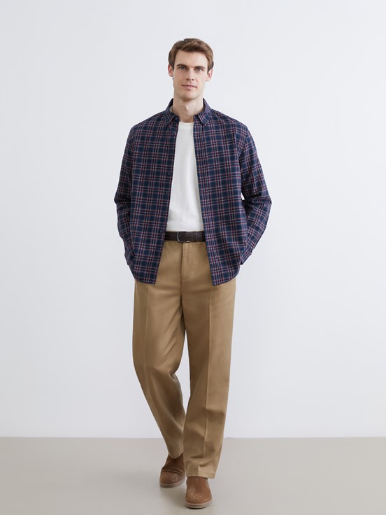 LCW CLASSIC Regular Fit Uzun Kollu Ekose Erkek Oduncu Gömlek LACİVERT EKOSELİ