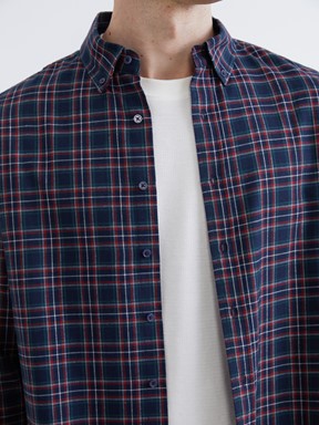 LCW CLASSIC Regular Fit Uzun Kollu Ekose Erkek Oduncu Gömlek LACİVERT EKOSELİ