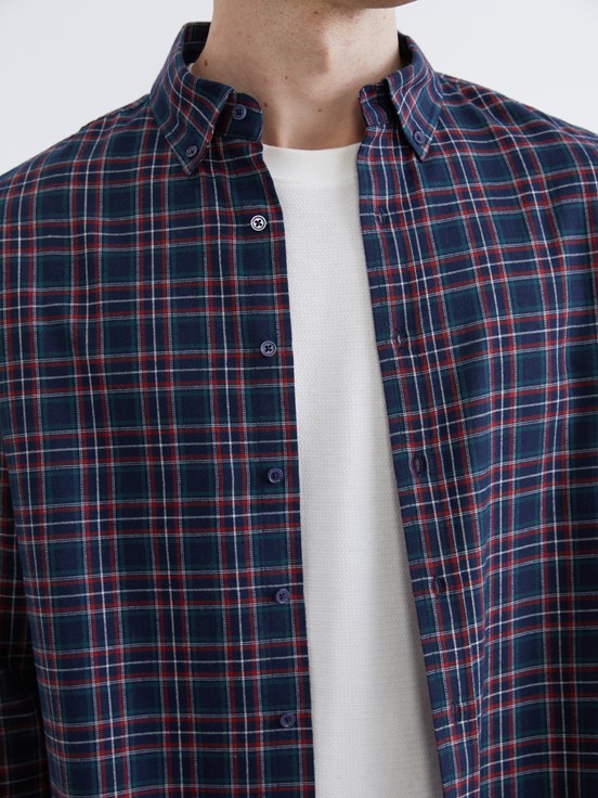 LCW CLASSIC Regular Fit Uzun Kollu Ekose Erkek Oduncu Gömlek LACİVERT EKOSELİ