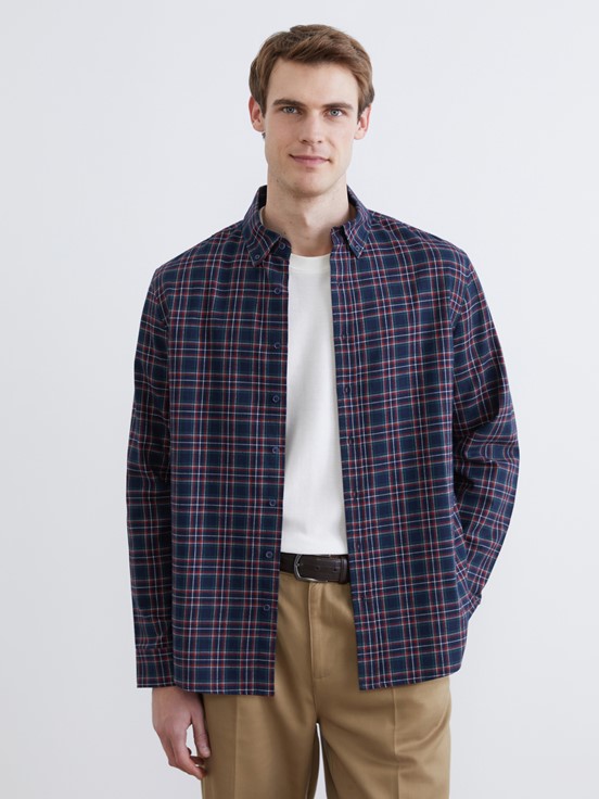 LCW CLASSIC Regular Fit Uzun Kollu Ekose Erkek Oduncu Gömlek LACİVERT EKOSELİ