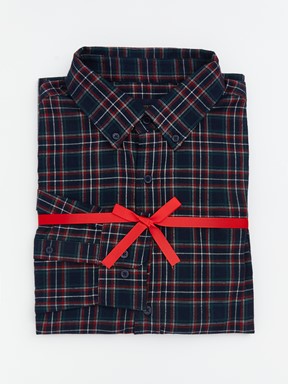 LCW CLASSIC Regular Fit Uzun Kollu Ekose Erkek Oduncu Gömlek LACİVERT EKOSELİ