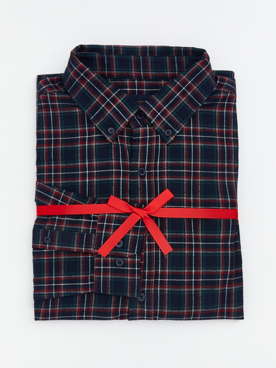 LCW CLASSIC Regular Fit Uzun Kollu Ekose Erkek Oduncu Gömlek LACİVERT EKOSELİ