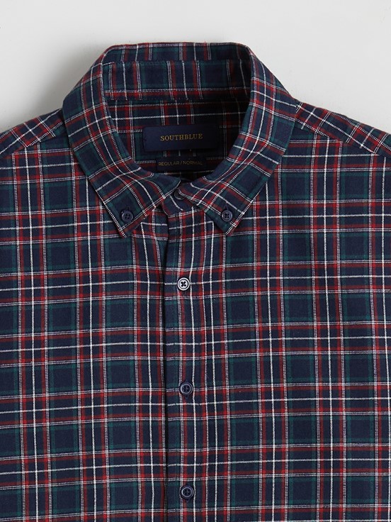 LCW CLASSIC Regular Fit Uzun Kollu Ekose Erkek Oduncu Gömlek LACİVERT EKOSELİ