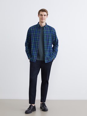 LCW CLASSIC Regular Fit Uzun Kollu Ekose Erkek Oduncu Gömlek ORTA YEŞİL EKOSELİ