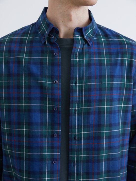 LCW CLASSIC Regular Fit Uzun Kollu Ekose Erkek Oduncu Gömlek ORTA YEŞİL EKOSELİ