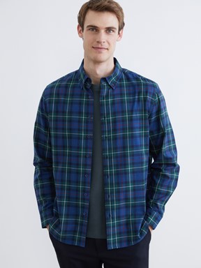 LCW CLASSIC Regular Fit Uzun Kollu Ekose Erkek Oduncu Gömlek ORTA YEŞİL EKOSELİ