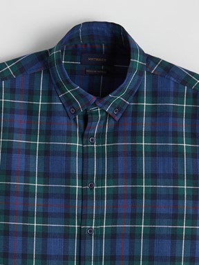 LCW CLASSIC Regular Fit Uzun Kollu Ekose Erkek Oduncu Gömlek ORTA YEŞİL EKOSELİ