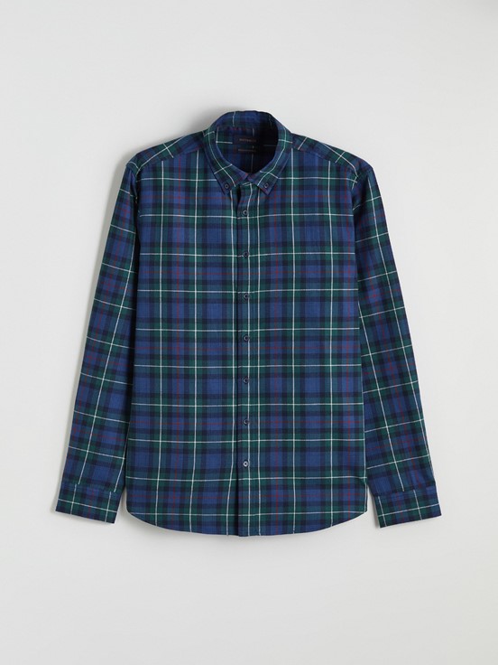 LCW CLASSIC Regular Fit Uzun Kollu Ekose Erkek Oduncu Gömlek ORTA YEŞİL EKOSELİ