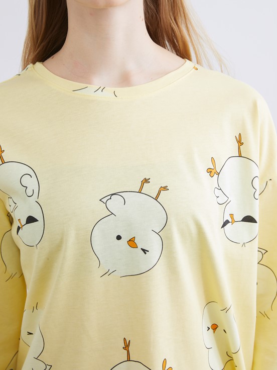 Pijama Takım AÇIK SARI BASKILI