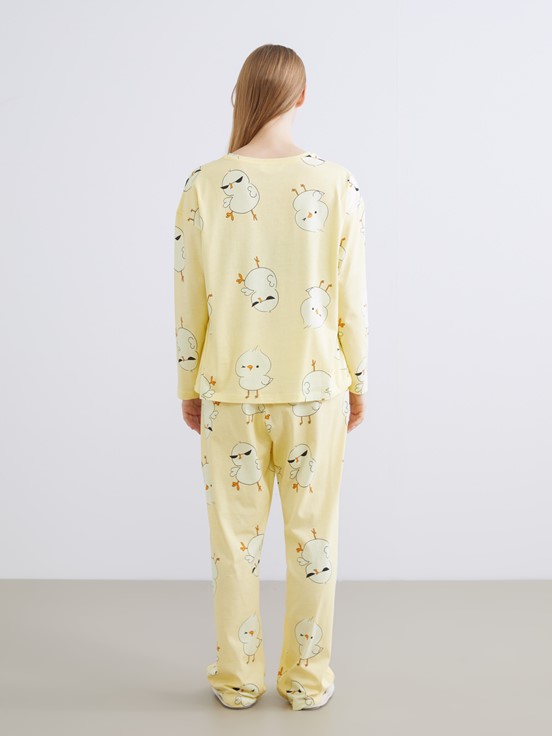Pijama Takım AÇIK SARI BASKILI