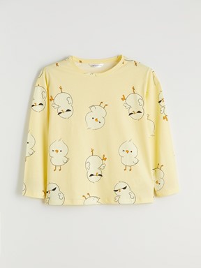 Pijama Takım AÇIK SARI BASKILI