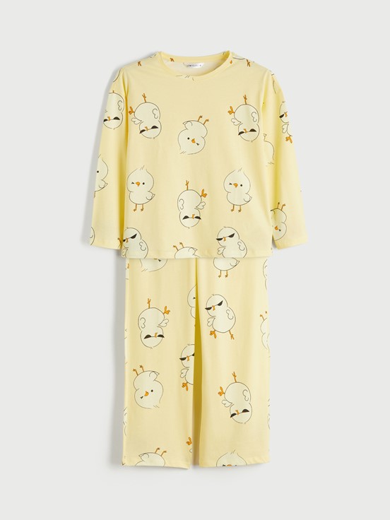 Pijama Takım AÇIK SARI BASKILI