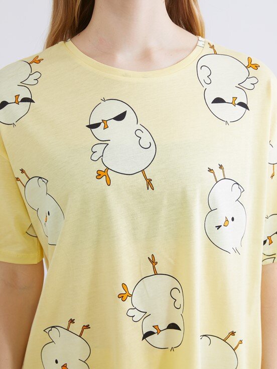 Pijama Takım PASTEL SARI BASKILI