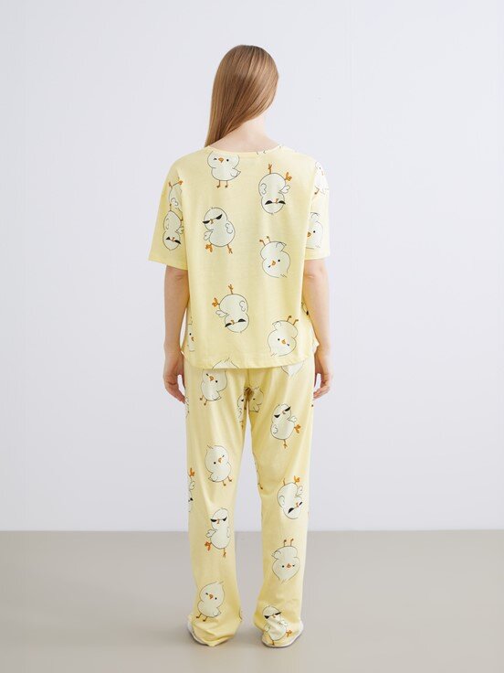 Pijama Takım PASTEL SARI BASKILI