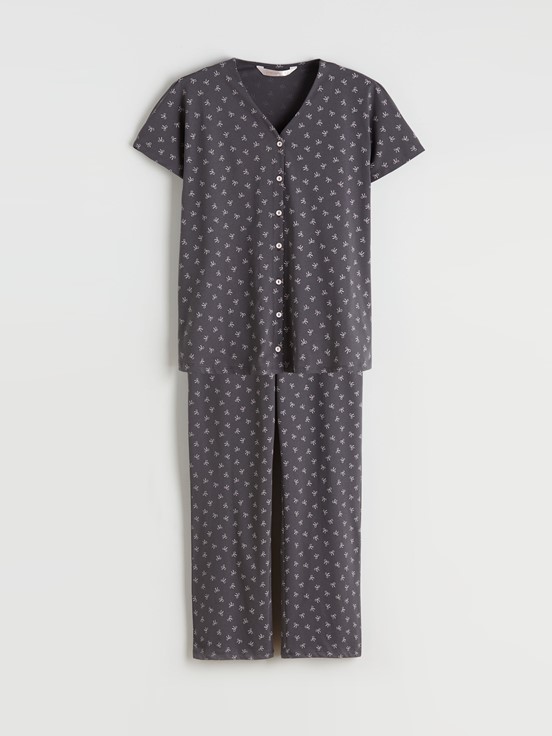 Pijama Takım KOYU GRİ BASKILI