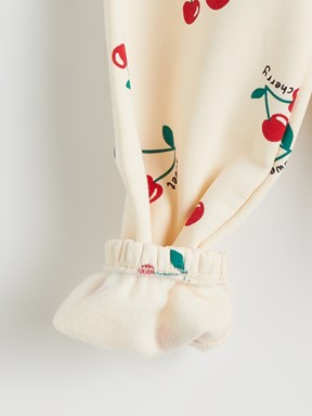 Beli Lastikli Kız Çocuk Jogger Eşofman Alt EKRU BASKILI