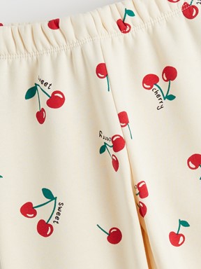 Beli Lastikli Kız Çocuk Jogger Eşofman Alt EKRU BASKILI