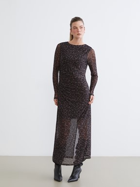 Elbise KAHVERENGİ BASKILI