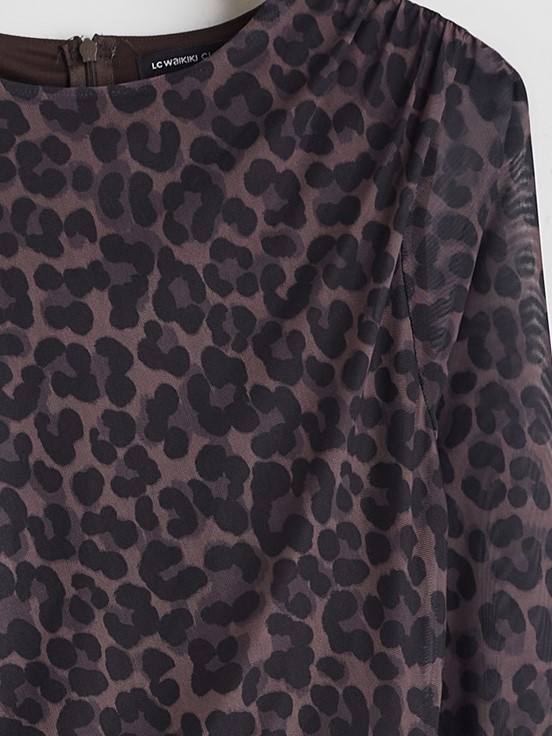 Elbise KAHVERENGİ BASKILI