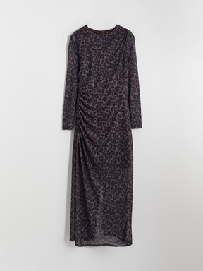 Elbise KAHVERENGİ BASKILI