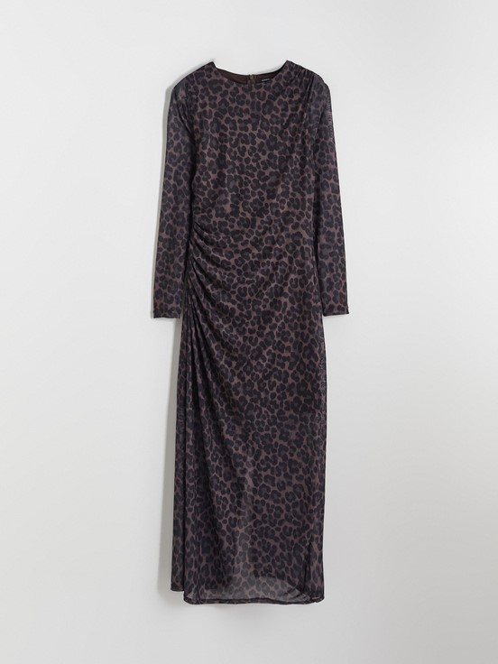 Elbise KAHVERENGİ BASKILI