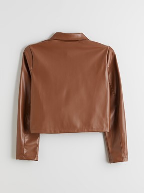 Deri Görünümlü Ceket KAHVERENGİ