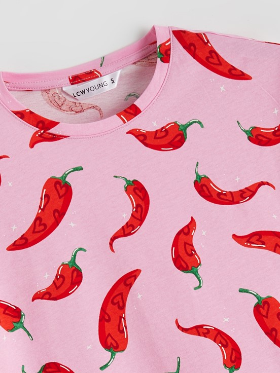 Pijama Takım PEMBE BASKILI