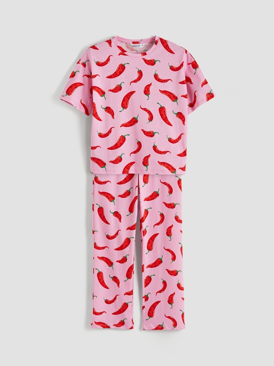 Pijama Takım PEMBE BASKILI