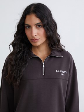 L.A. Athletic Nakışlı Kadın Kalın Sweatshirt Tunik LACİVERT