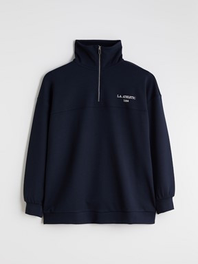 L.A. Athletic Nakışlı Kadın Kalın Sweatshirt Tunik LACİVERT