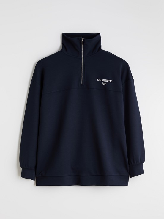 L.A. Athletic Nakışlı Kadın Kalın Sweatshirt Tunik LACİVERT