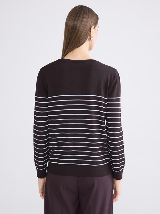 Hırka KOYU KAHVERENGİ ÇİZGİLİ