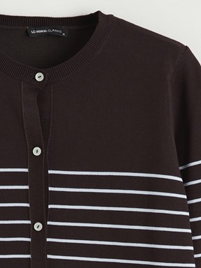 Hırka KOYU KAHVERENGİ ÇİZGİLİ